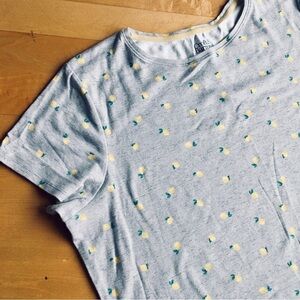 Croft & Barrow Lemons “The Classic Tee,” 100% Cotton, Gray, Yellow, Size XXL